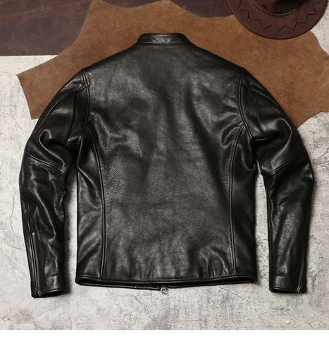 Men's 1930s Biker Jacket, Tumbled Cowhide