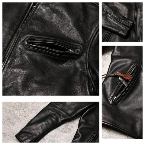 Men's 1930s Biker Jacket, Tumbled Cowhide