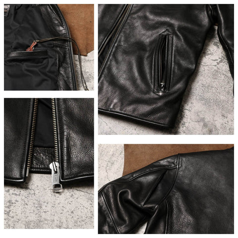 Men's 1930s Biker Jacket, Tumbled Cowhide