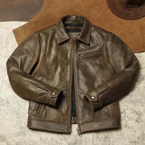 Men's 1930s Biker Jacket, Matte Black