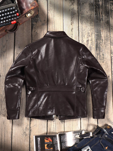 1930s Sports Leather Jacket Coffee