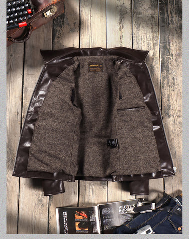 1930s Sports Leather Jacket Coffee