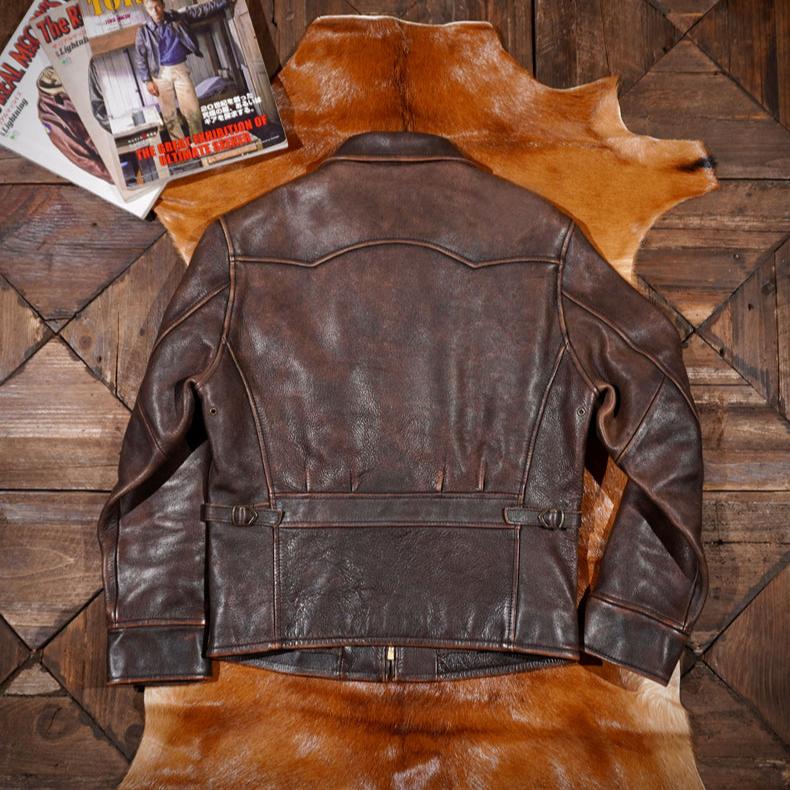 1930s Sports Leather Jacket Red Brown