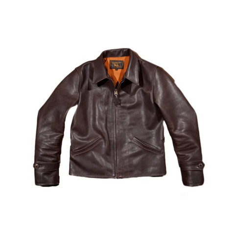 Men's 1940s Vintage Style Leather Jacket Brown