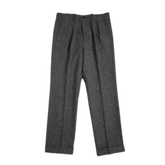 Men's Grey Speckled Tweed Pleated Pants