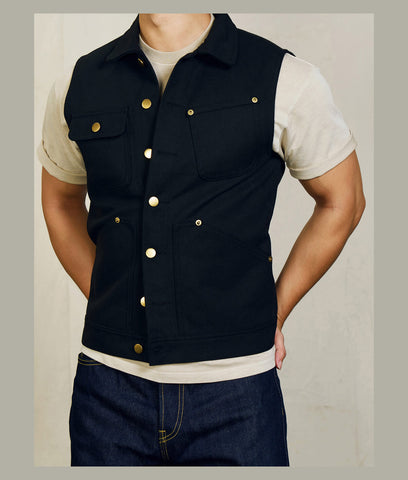 Men's Wax Canvas Moto Vest