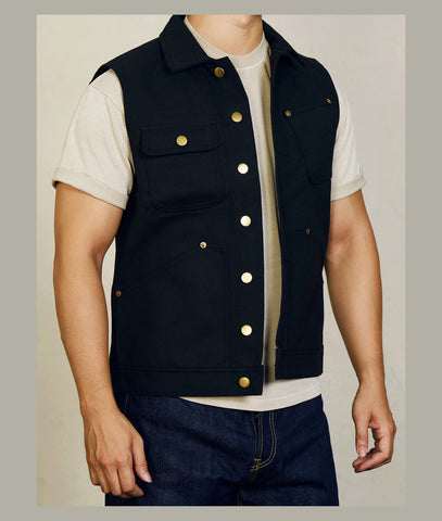 Men's Wax Canvas Moto Vest