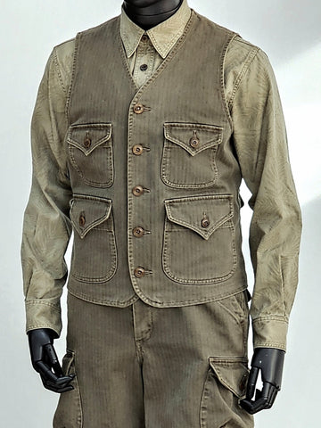 メンズ Vネック マルチポケット ベスト