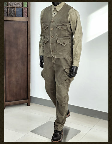 メンズ Vネック マルチポケット ベスト