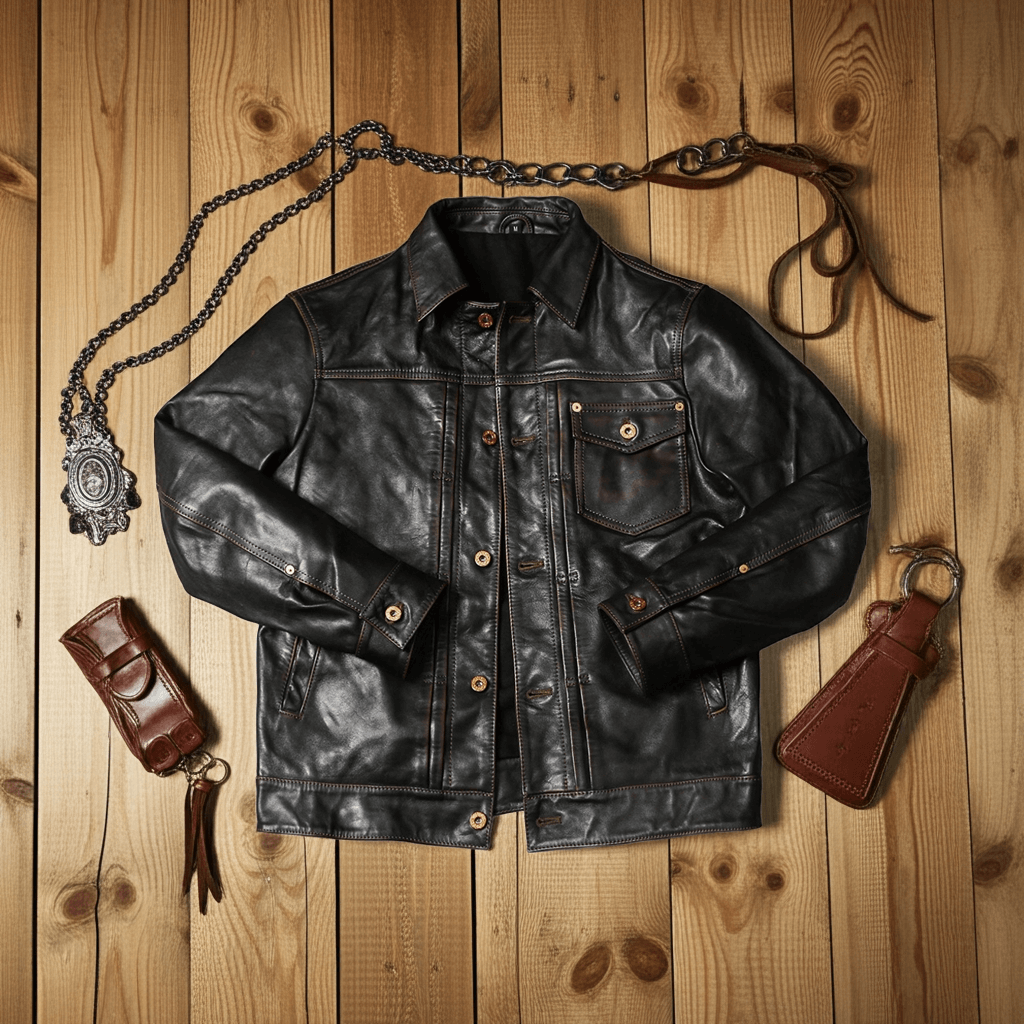 Men's 506XX Trucker Leather Jacket, Cowhide – Crush on Retro Men's 506XX Trucker Leather Jacket, Cowhide – Crush on Retro