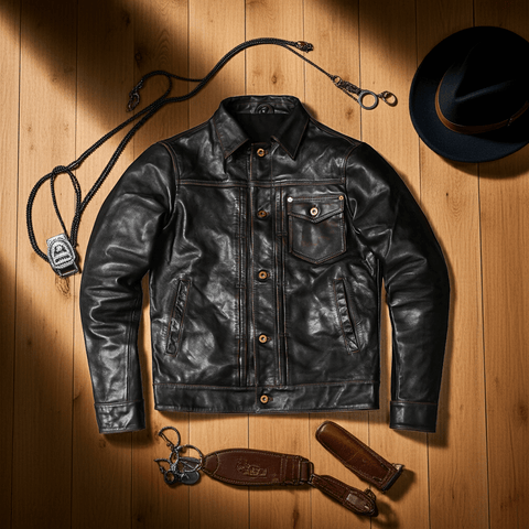 Men's 506XX Trucker Leather Jacket, Cowhide