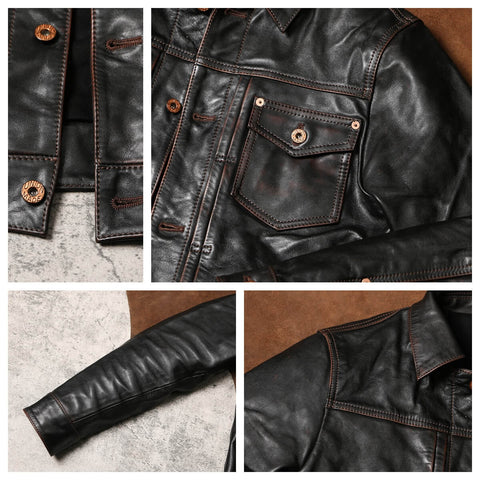 Men's 506XX Trucker Leather Jacket, Cowhide