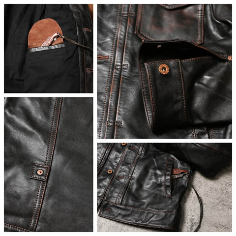 Men's 506XX Trucker Leather Jacket, Cowhide