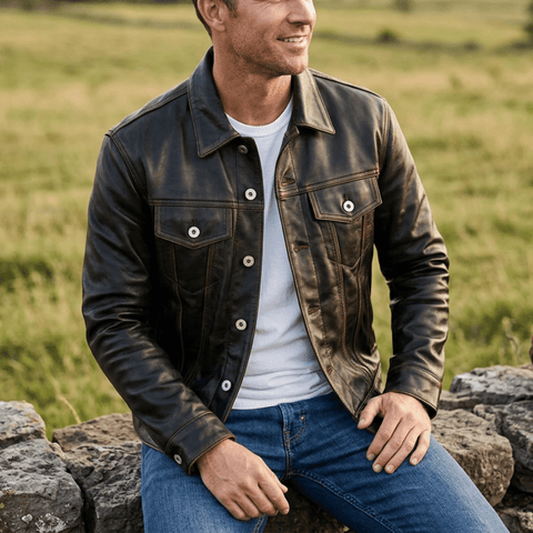 Men's 557 Leather Jacket, Teacore Cowhide