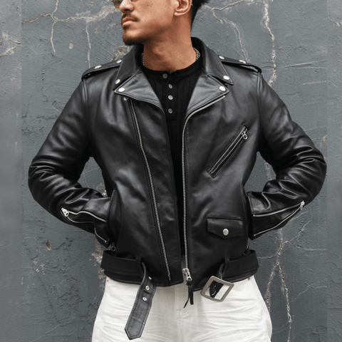 Men's 613 Moto Leather Jacket, Wax Horsehide – Crush on Retro Men's 613 Moto Leather Jacket, Wax Horsehide – Crush on Retro