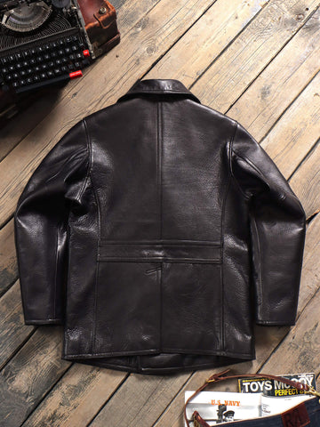 Men's 740N Leather Pea Coat, Grain Cowhide