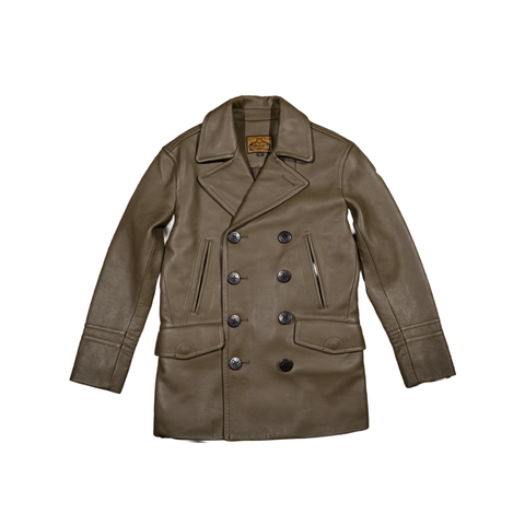 Men's Mid Length 740N Leather Pea Coat