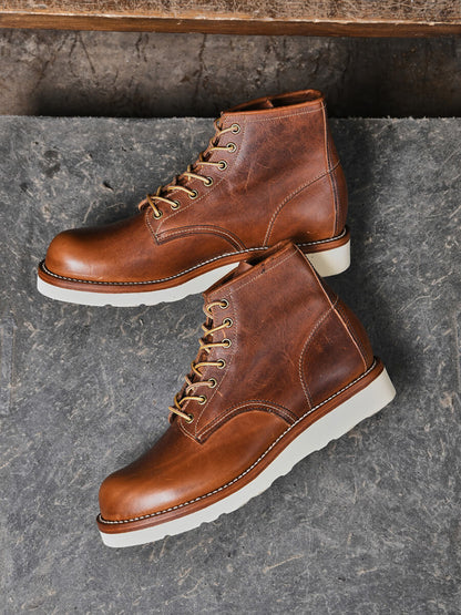 Men's Round Toe Boots, Oiled Shoulder Leather