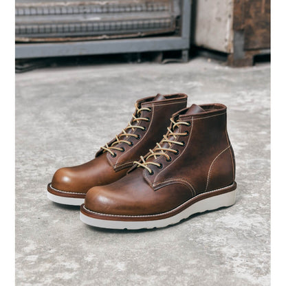 Men's Round Toe Boots, Oiled Shoulder Leather