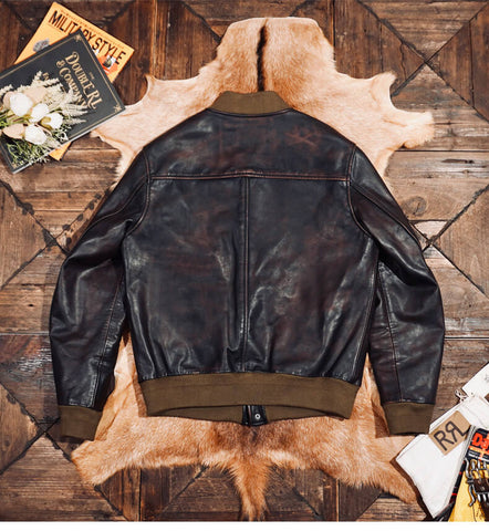 Men's A1 Bomber Leather Jacket, Teacore Horsehide