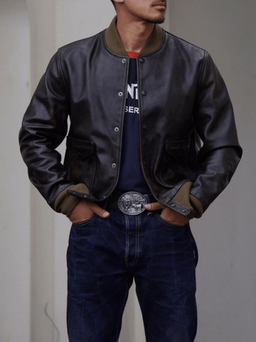 Men's A1 Bomber Leather Jacket, Teacore Horsehide