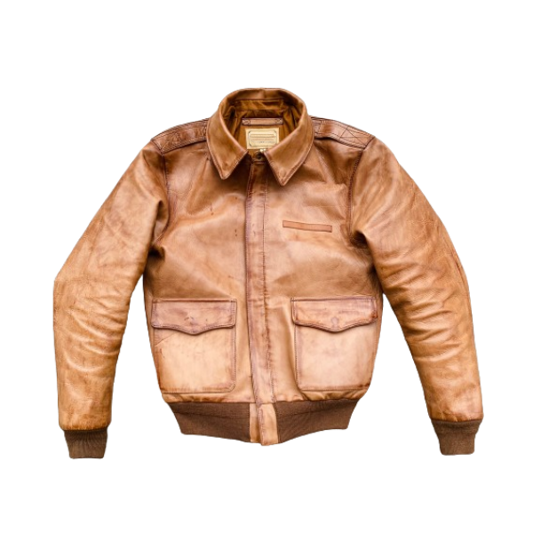 Men's Distressed Type A-2 Leather Jacket Tan