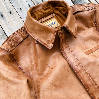 Men's Distressed Type A-2 Leather Jacket Tan