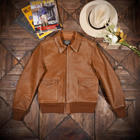 Men's Type A-2 Flight Leather Coat Tan