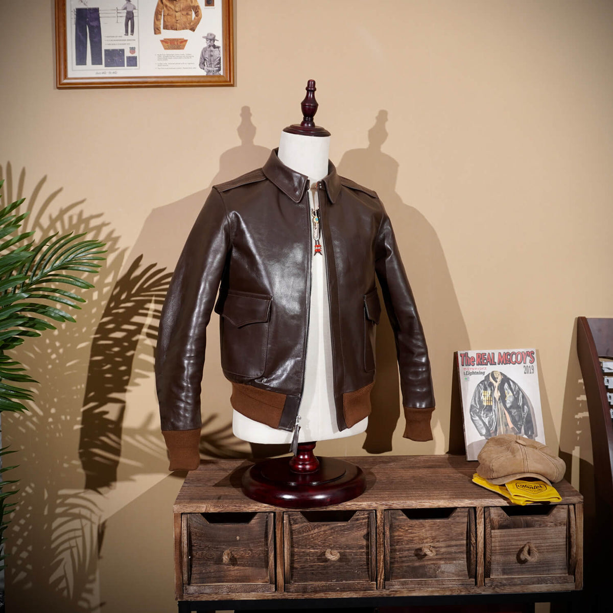 Men's Type A-2 Flight Leather Jacket, Dark Brown