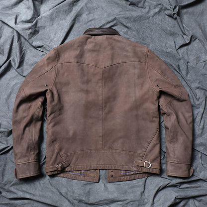 Men's Coffee Western Leather Jacket