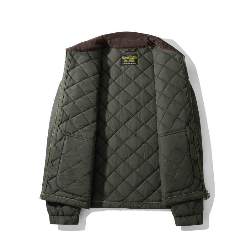 Men's Argyle Quilted Jacket Corduroy Collar