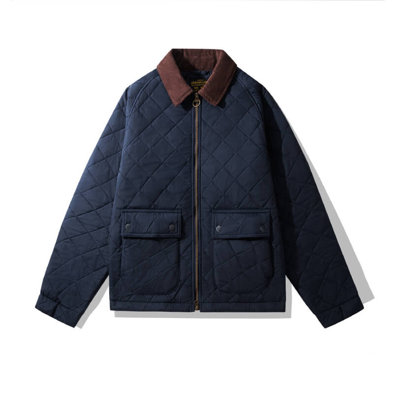 Men's Argyle Quilted Jacket Corduroy Collar – Crush on Retro