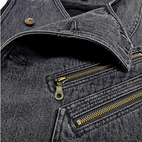 Men’s Asymmetric Biker Vest – Charcoal Black