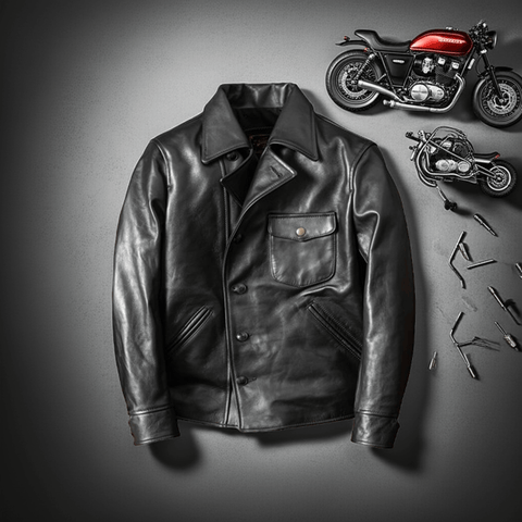 Men's Asymmetric Button-Up Biker Leather Jacket