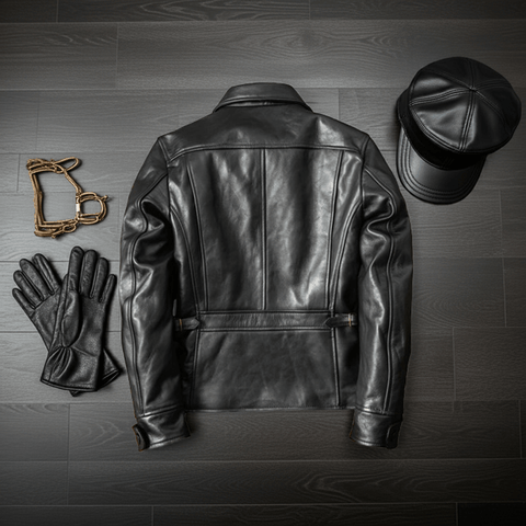Men's Asymmetric Button-Up Biker Leather Jacket