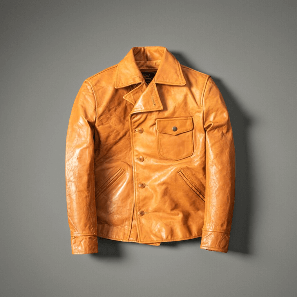 Men's Asymmetric Button-Up Biker Leather Jacket