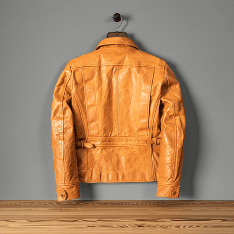 Men's Asymmetric Button-Up Biker Leather Jacket
