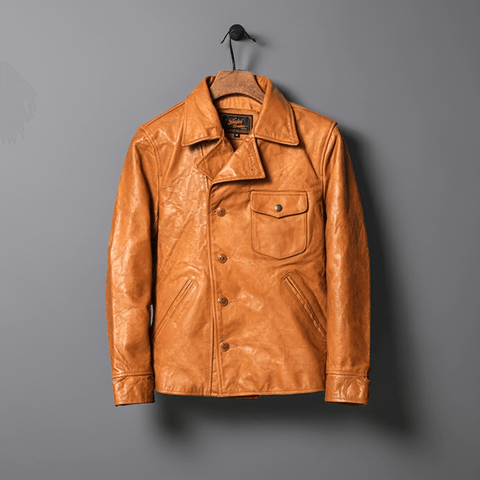 Men's Asymmetric Button-Up Biker Leather Jacket