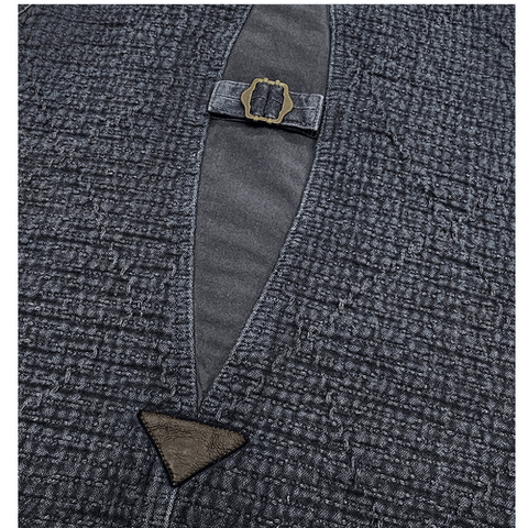 Men's Asymmetric Sashiko Kendo Vest – Charcoal Black