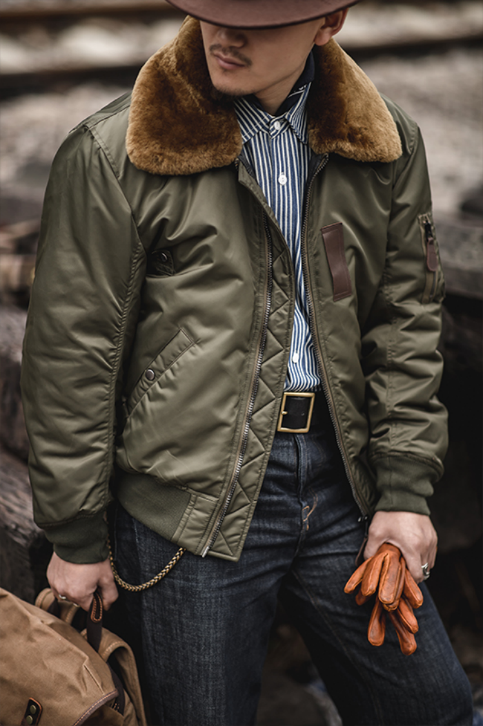 【綿100%】type B15 cotton JACKET Medium 40s B-15 Style Cotton Bomber Jacket / 1940s 1950s Air Force