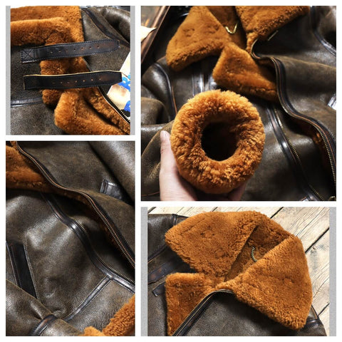 Men's B3 Bomber Shearling Coat, Grey Green