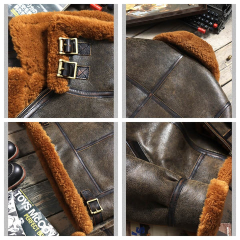 Men's B3 Bomber Shearling Coat, Grey Green