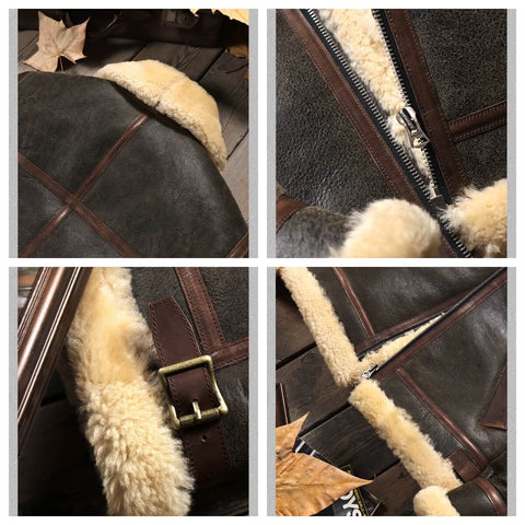 Men's B3 Bomber Shearling Coat, Grey Green