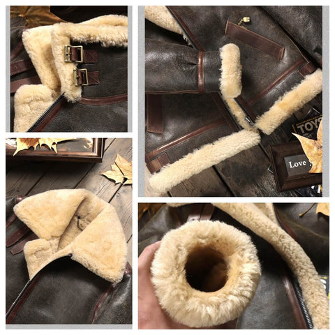 Men's B3 Bomber Shearling Coat, Grey Green