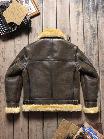 Men's B3 Bomber Shearling Coat, Grey Green