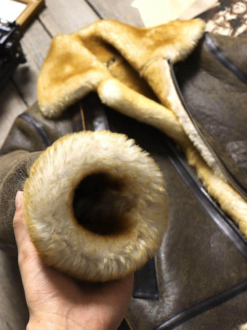 Men's B3 Bomber Shearling Coat, Grey Green