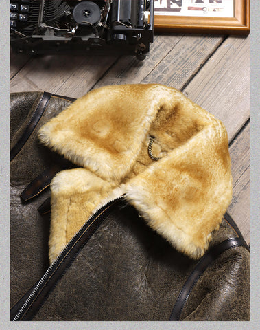 Men's B3 Bomber Shearling Coat, Grey Green