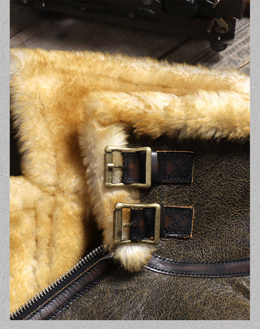 Men's B3 Bomber Shearling Coat, Grey Green