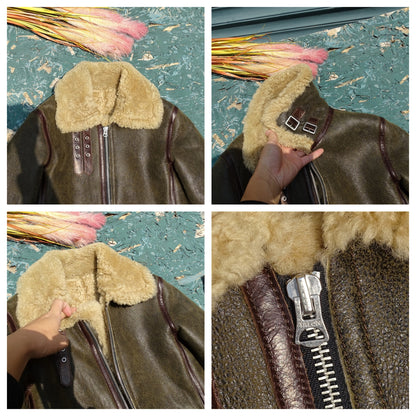 Men's Green Brown B3 Shearling Coat