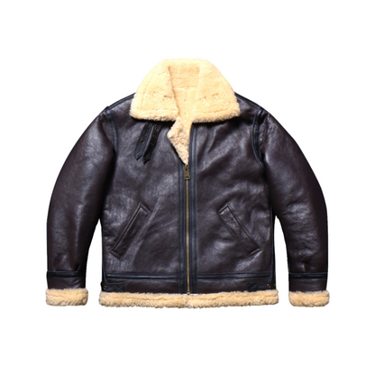 B3 Shearling Leather Jacket Black Brown